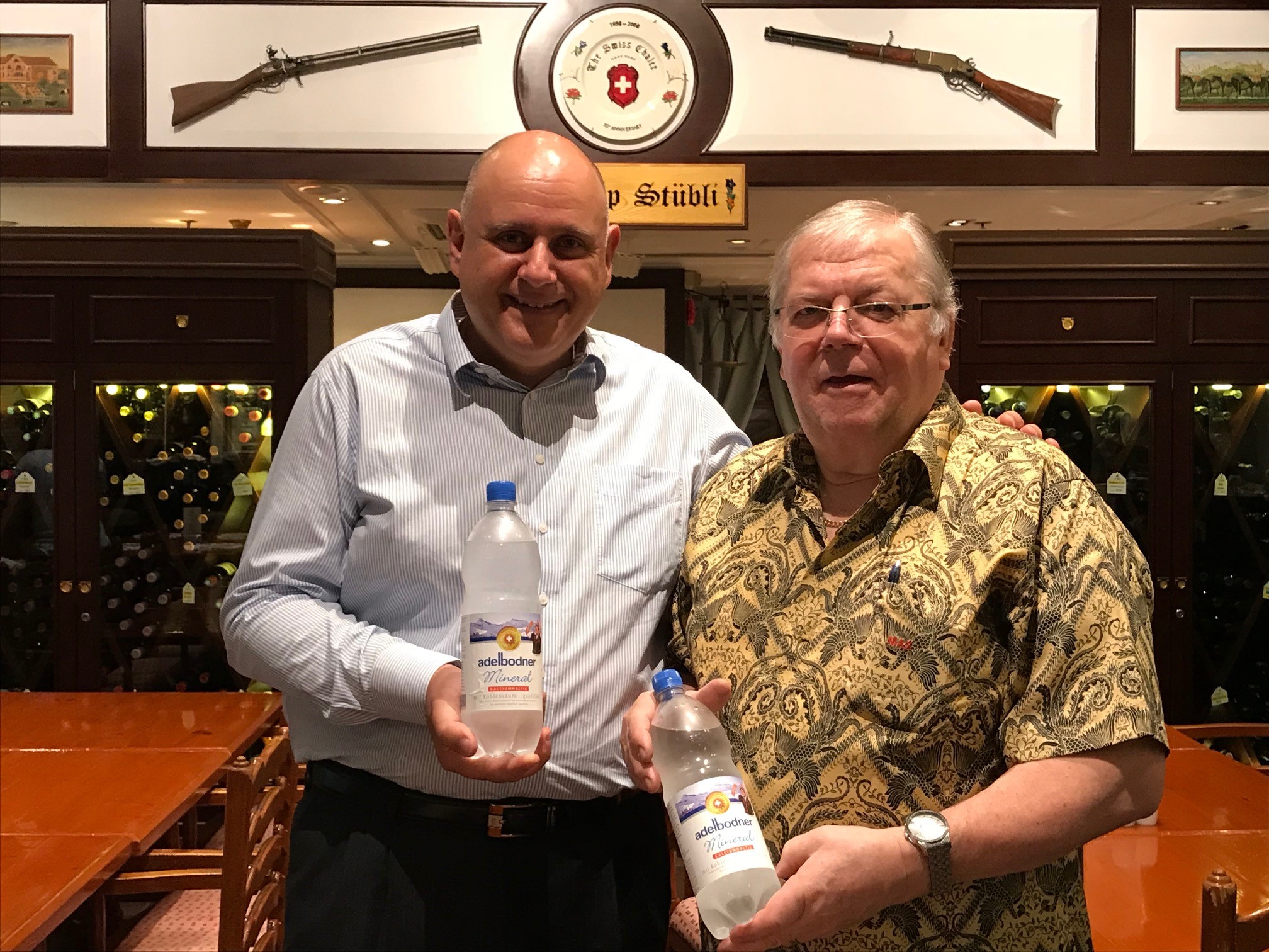 Enjoy Adelbodner Swiss Mineral Water at The Swiss Chalet Restaurant in TST