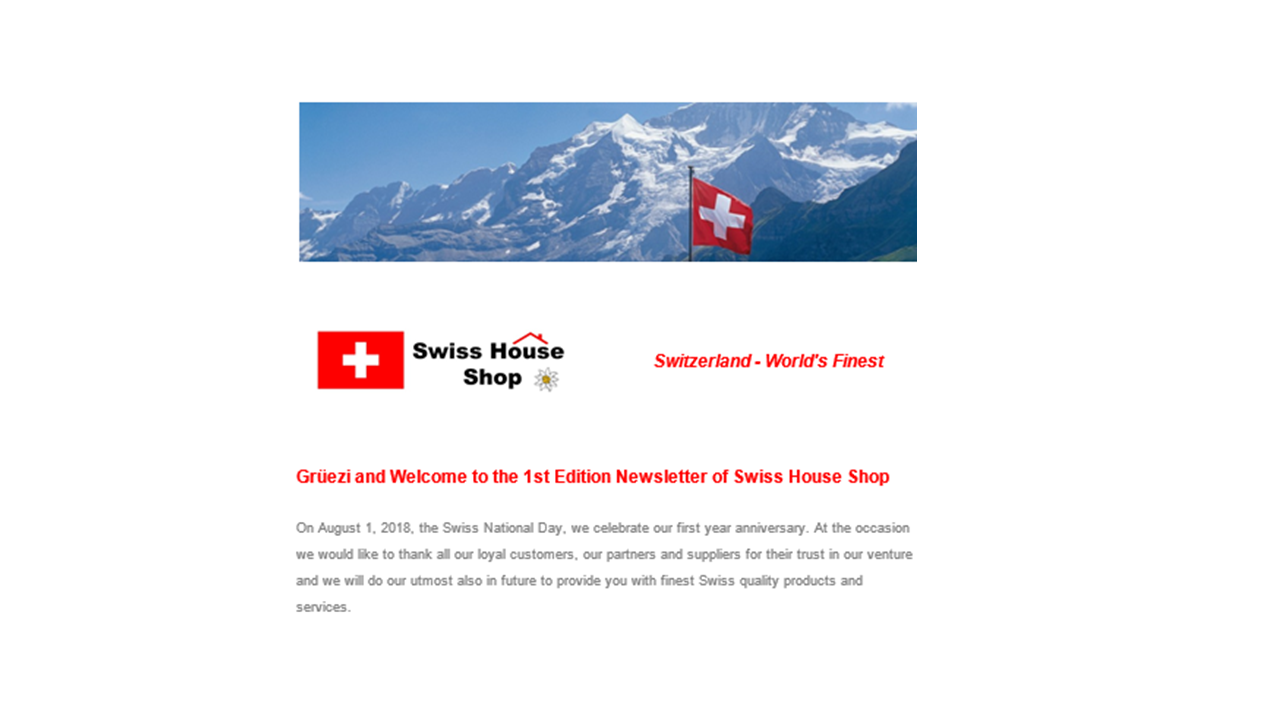 Swiss House Shop launches “Newsletter”